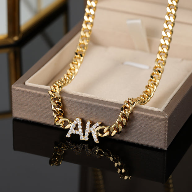 ICED CUBAN CHAIN NAMEPLATE NECKLACE