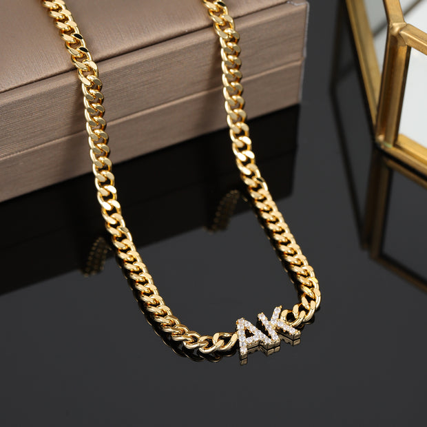 ICED CUBAN CHAIN NAMEPLATE NECKLACE